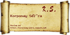 Korponay Sára névjegykártya
